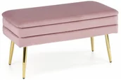 Ławki do przedpokoju - HALMAR Ławka korytarzowa z funkcją pojemnika VELVA różowa velvet, na złotych metalowych nogach - miniaturka - grafika 1