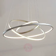Lampy sufitowe - Lampenwelt com Lampa wisząca LED Ezana, trzy pierścienie, nikiel - miniaturka - grafika 1