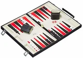 Gry planszowe - Relaxdays Backgammon walizka, wysokiej jakości zestaw, z kompletem akcesoriów, tavla gra planszowa, szer. x gł. 47 x 36 cm, czarna - miniaturka - grafika 1