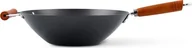 Woki - NoName Patelnia patelnia wok z drewnianą rączką 35 cm stal/drewno czarny/brązowy twm_592437 - miniaturka - grafika 1