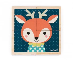 Janod KLOCKI drewniane Puzzle 6w1 Las, J08000 - Układanki dla dzieci - miniaturka - grafika 3
