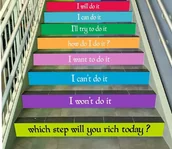 Pomoce naukowe - Which step will you reach today$15 - zestaw naklejek na schody ES080 - miniaturka - grafika 1