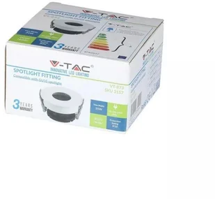 v-tac Oprawa Oczko V-TAC GU10 Wpuszczana Biały/Czarny Okrągła VT-873 - Oprawy, klosze i abażury - miniaturka - grafika 5