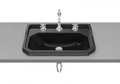Umywalki - Roca Carmen Black Umywalka blatowa 600x450 3 otwory czarny połysk - A3270A5563 - miniaturka - grafika 1
