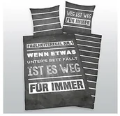 Pościel dla dzieci - Herding Young Collection komplet pościeli z bawełny, z napisami, kolor czarny/biały, szary, 200x135x2 cm 4459217050412 - miniaturka - grafika 1