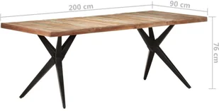 vidaXL Lumarko Stół jadalniany, 200x90x76 cm, lite drewno z odzysku 323573 - Stoły - miniaturka - grafika 6