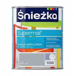 ŚNIEŻKA ŚNIEŻKA SUPERMAL EMALIA AKRYLOWA A505 SZARY MAT 0.8L - Emalie - miniaturka - grafika 2