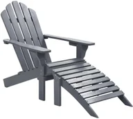 Fotele i krzesła ogrodowe - vidaXL Fotel ogrodowy z podnóżkiem, drewniany, szary - miniaturka - grafika 1