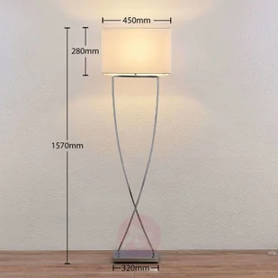 LUCANDE Lucande Evaine lampa podłogowa chrom, klosz biały - Lampy stojące - miniaturka - grafika 3