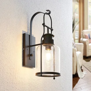 Lindby Lindby Rozalie lampa ścienna, latarnia, czarna - Lampy ścienne - miniaturka - grafika 2