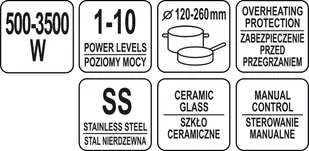 YATO KUCHENKA INDUKCYJNA 3500 W Z REGULACJĄ MANUALNĄ YG-04700 - Piece, kotły  i płyty grzejne gastronomiczne - miniaturka - grafika 6