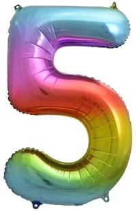 Go Balon foliowy cyfra 5 tęczowy 85 cm 1 szt HS-C34T5 - Balony i akcesoria - miniaturka - grafika 2
