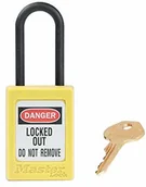 Kłódki - Master Lock S32YLW żółta dielektryczna Zenex termoplastyczna kłódka bezpieczeństwa, szerokość 35 mm z 38 mm wysokości nylonowej szekl, nietrzymający, klucz, inny rozmiar S32YLW - miniaturka - grafika 1