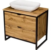 Szafki łazienkowe - Szafka z białą umywalką styl loftowy 80 cm seria New York NY-NE-U80/50/2 + PREMIUM - miniaturka - grafika 1