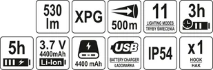 Yato SZPERACZ WIELOFUNKCYJNY 3W1 530LM ZASIĘG 500M IP54 - Latarki - miniaturka - grafika 10