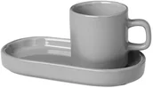 Kubki - Blomus Kubek do espresso z tacką Mio szary, 5x6 cm - miniaturka - grafika 1