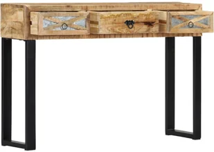 vidaXL Stolik typu konsola, 110x30x76 cm, lite drewno mango - Konsole i sekretarzyki - miniaturka - grafika 4