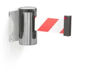 Wyposażenie miejsc publicznych - AJ Produkty Uchwyt z taśmą, montaż do ściany, 2300 mm, szczotkowa stal, czerwony/biały - miniaturka - grafika 1