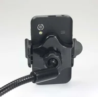 Akcesoria do nawigacji - Logo Uchwyt mobilu,PDA,GPS przegłubowy do samochodu regulowana szerokość czarny plastikowy LOGO z portem USB 1,5A - miniaturka - grafika 1