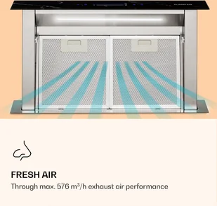 Klarstein Royal Flush Eco 60 Czarny CGCH3-RoyalFlush-M - Okapy kuchenne - miniaturka - grafika 4