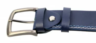 Pas-Max (PL) Pasek Skórzany (PL) Skóra Naturalna Licowa EXTRA 40 mm Granatowy Z Białą I Niebieską Nitką - Paski - miniaturka - grafika 2