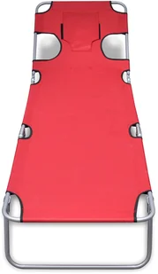 vidaXL vidaXL Składany leżak z zagłówkiem i regulowanym oparciem czerwony - Leżaki ogrodowe - miniaturka - grafika 2