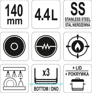 Yato Yato Garnek średni z pokrywką 200 mm 4,4 l YG-00022 - Akcesoria gastronomiczne - miniaturka - grafika 7