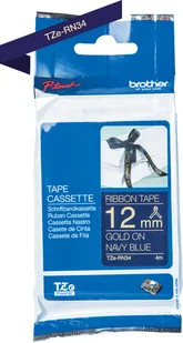 Brother Taśma wstążka 12mm x 4m złoty nadruk ciemnoniebieskie tło TZERN34 - Etykiety do drukarek - miniaturka - grafika 2
