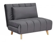 Fotele - Signal Fotel rozkładany z poduszką szary welur BILLY VELVET na drewnianych nogach - miniaturka - grafika 1