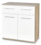 Komody - Komoda do salonu Kaloe C6 - biała + dąb sonoma - miniaturka - grafika 1