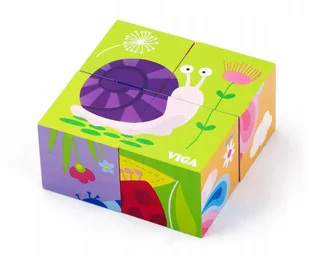 Viga Toys Układanka Drewniana Puzzle Owady 4 Klocki 6 Obrazków Viga Toys 50160 - Układanki dla dzieci - miniaturka - grafika 2