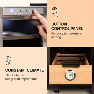 Klarstein Klarstein El Presidente 23, humidor, 45 W, panel dotykowy, drewno bukowe, 23 l, LED HEA6-ElPresidente23S - Szafy i witryny grzewcze - miniaturka - grafika 5