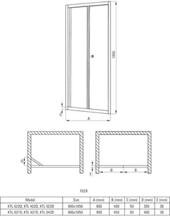Deante Drzwi 90 cm Flex KTL021D KTL021D - Ścianki i drzwi prysznicowe - miniaturka - grafika 6