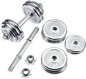 Pozostały sprzęt siłowy - GORILLA SPORTS Gorilla Sports zestaw krótkich hantli 30 kg chromowany z sztang do hantli, ciężarkami i nakrętkami gwiazdowymi 100054-00004-0032 - miniaturka - grafika 1