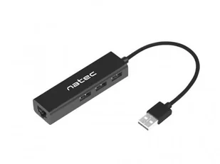 Natec Hub USB 3x USB 2.0 + RJ45 Dragonfly czarny NHU-1413 - Huby USB - miniaturka - grafika 3