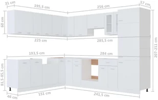 vidaXL vidaXL 14-cz. zestaw szafek kuchennych, biały, płyta wiórowa - Meble kuchenne - miniaturka - grafika 11