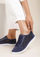 Trampki damskie - Granatowe Tenisówki Alethaeia - miniaturka - grafika 1