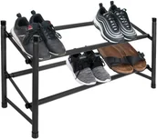 Szafki na buty - Szafka na buty 62-115cm regał rozsuwany czarny HS0002 - miniaturka - grafika 1