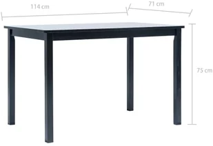 vidaXL Stół czarny, 114 x 71 x 75 cm, lite drewno kauczukowca Stół czarny, 114 x 71 x 75 cm, lite drewno kauczukowca - Stoły - miniaturka - grafika 6