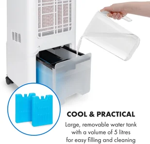 Klarstein Klarstein Maxflow Smart, chłodnica powietrza 3 w 1, wentylator, nawilżacz powietrza, 5 l, Wi-Fi, pilot zdalnego sterowania, 2x pakiet lodowy HTR8-Maxflow W - Klimatory - miniaturka - grafika 10