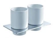 Kubki na szczoteczki do zębów - Blue Water Hugo uchwyt z dwoma kubekmi chrom HUG-016 - miniaturka - grafika 1