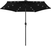 Parasole ogrodowe - vidaXL Parasol ogrodowy z LED i aluminiowym słupkiem, 270 cm, czarny vidaXL - miniaturka - grafika 1