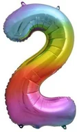 Balony i akcesoria - GoDan Balon foliowy cyfra 2 34" tęczowy HS-C34T2 - miniaturka - grafika 1