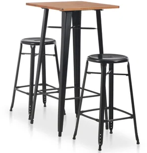 vidaXL 3-częściowy zestaw barowy, stal, czarny - Meblościanki - miniaturka - grafika 9