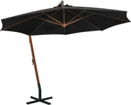 Parasole ogrodowe - vidaXL Parasol ogrodowy wiszący na jodłowym słupku czarny 3,5x2,9 m 313772 - miniaturka - grafika 1