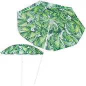 Parasole ogrodowe - Springos Parasol plażowy 160 cm parasol ogrodowy zielono-biały liście BU0016 - miniaturka - grafika 1