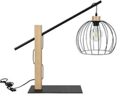 Lampy stojące - Britop Druciana  stojąca MANDARINE 85014904 stołowa LAMPA industrialna metalowa czarna drewno 85014904 - miniaturka - grafika 1