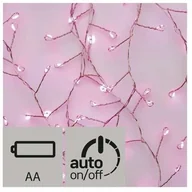 Oświetlenie świąteczne - EMOS ZY2048 Lampki choinkowe 100 LED łezki 2,4m 3x AA, timer, róż - miniaturka - grafika 1