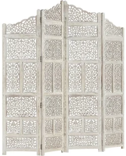vidaXL vidaXL Parawan 4-panelowy, rzeźbiony, biały, 160x165 cm, drewno mango - Parawany - miniaturka - grafika 16