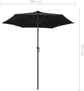 vidaXL Parasol, czarny, 200 x 211 cm, aluminium vidaXL - Parasole ogrodowe - miniaturka - grafika 8